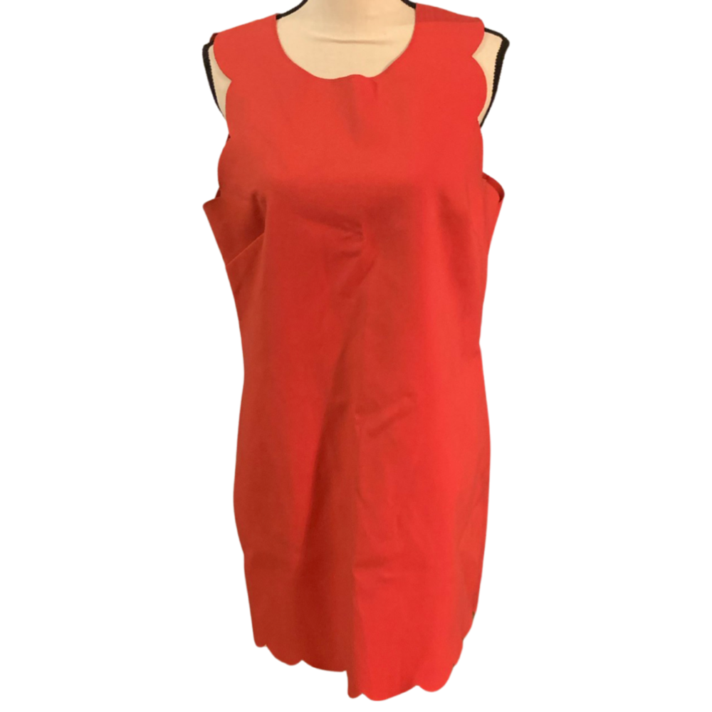 J. Crew Scalloped Edge Sleeveless Coral Shift Dress Sz 12